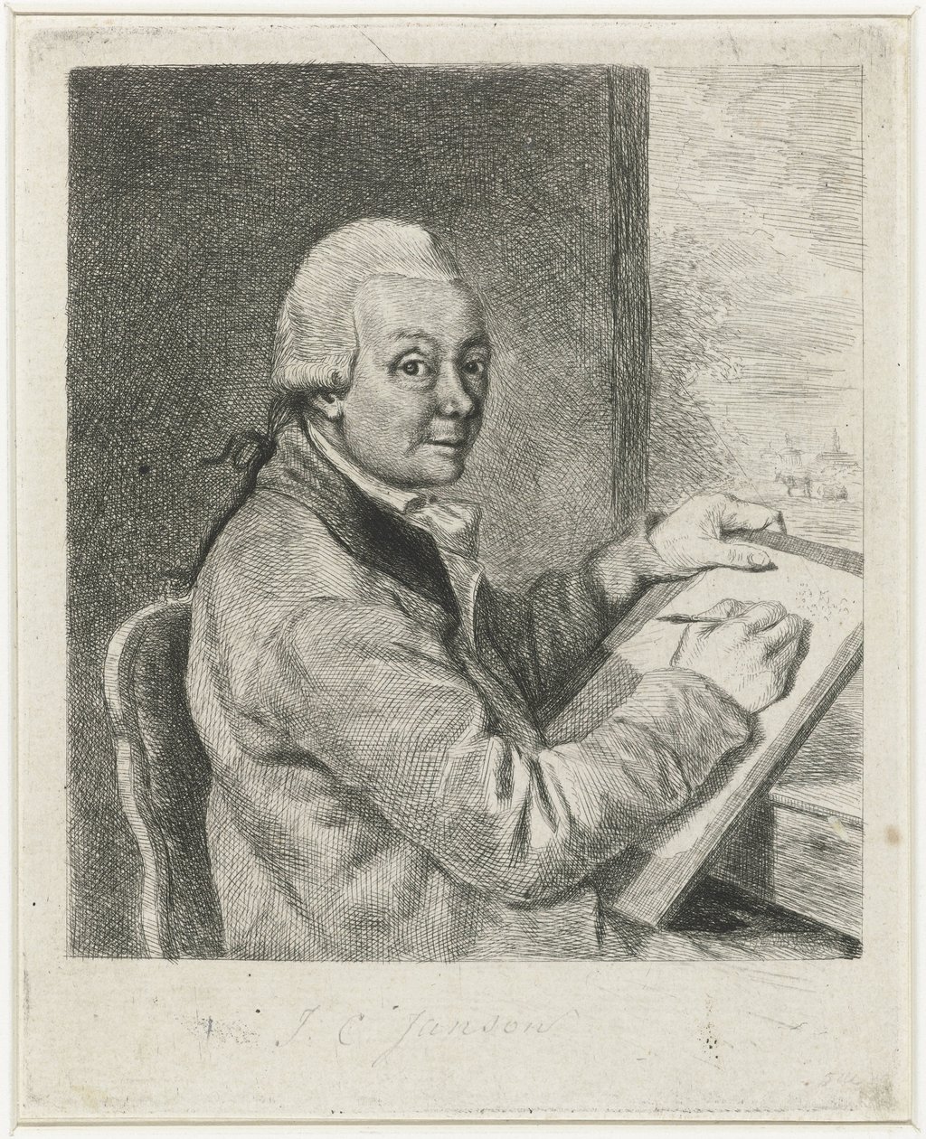 Porträtt av konstnären Johannes Janson, teckning av Louis Bernard Coclers