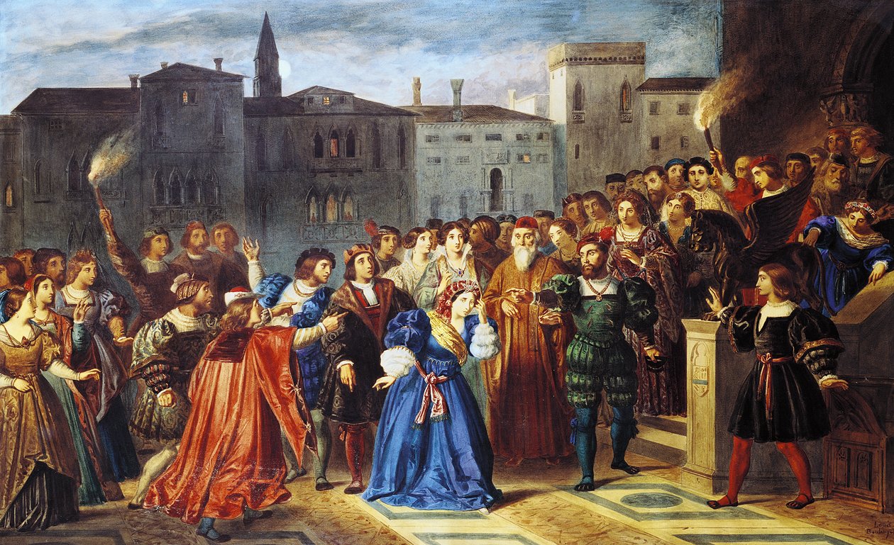 Konfrontationsscen, från "Lucretia Borgia" av Victor Hugo av Louis Boulanger