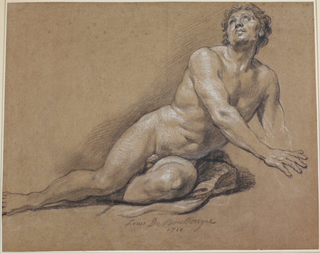 Liggande manlig nakenbild av Louis Boullongne the younger