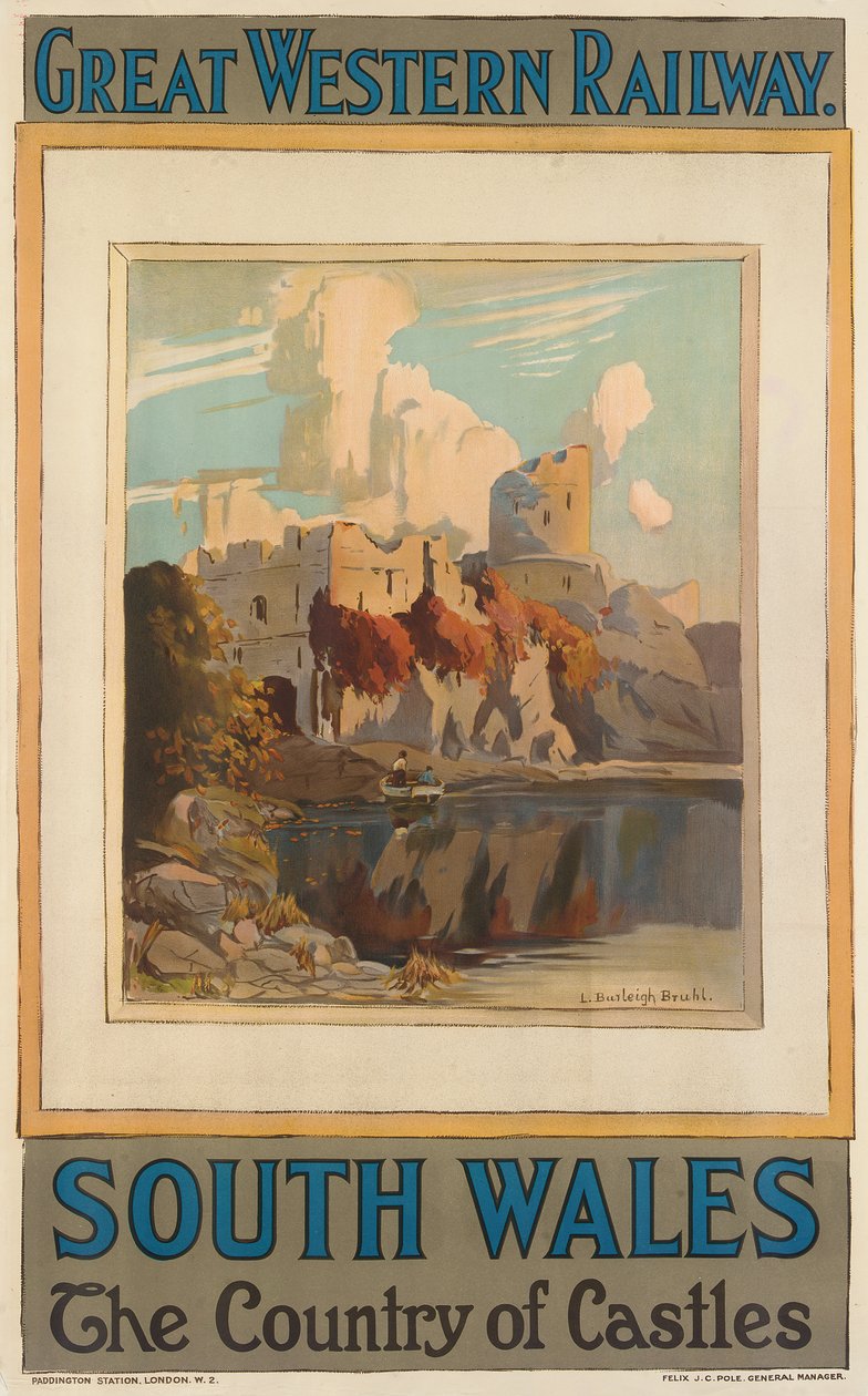 "South Wales", affisch som annonserar Great Western Railway (färg litho) av Louis Burleigh Bruhl