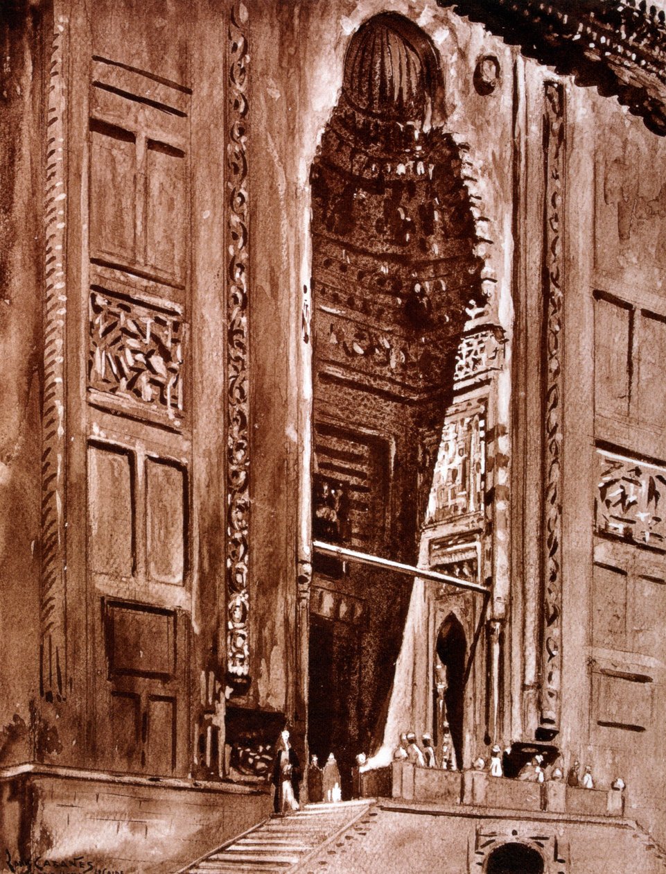 Ingången till Sultan Hassans moské, 1928 av Louis Cabanes