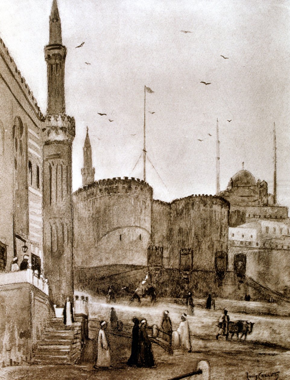 Ingången till staden, Kairo, Egypten, 1928 av Louis Cabanes