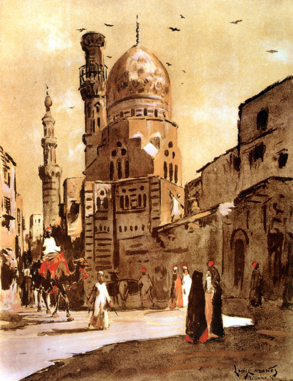 Blå moskén, Kairo, Egypten, 1928 av Louis Cabanes