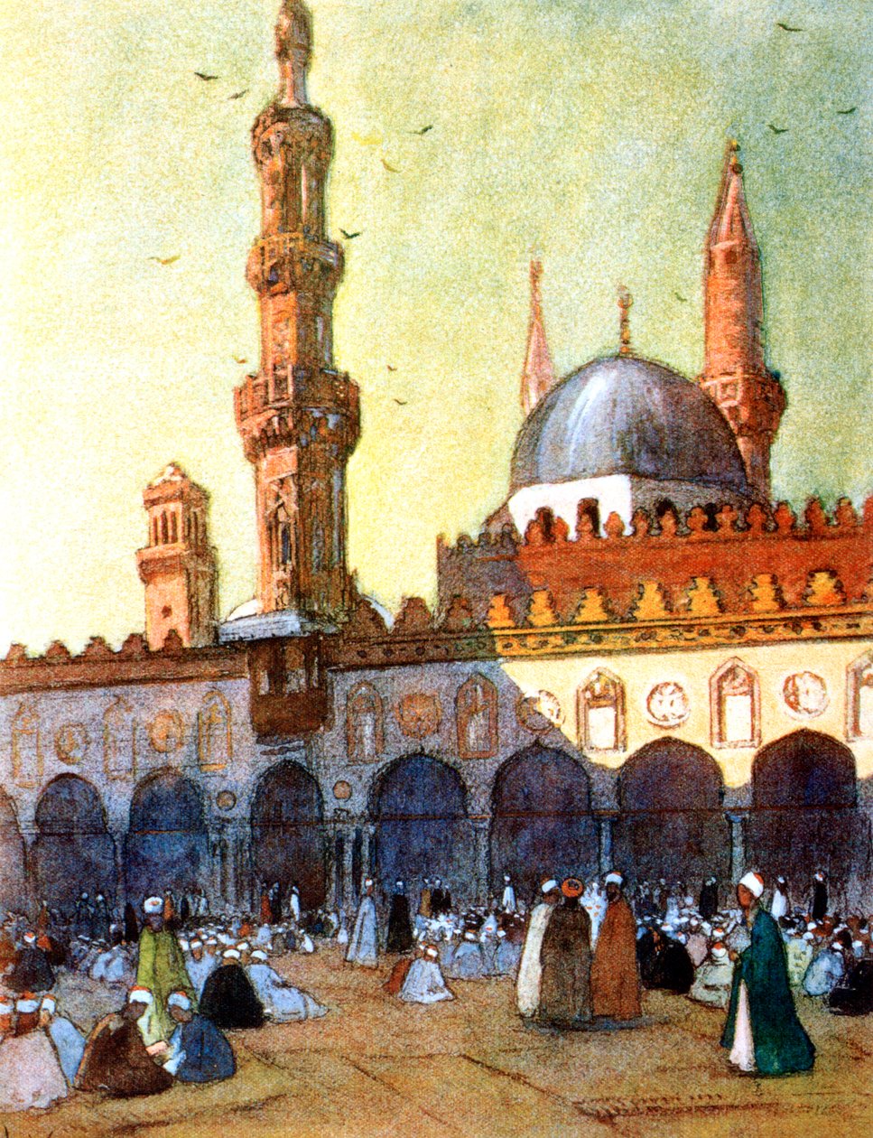 Moskén i Al-Azhar, Kairo, Egypten, 1928 av Louis Cabanes