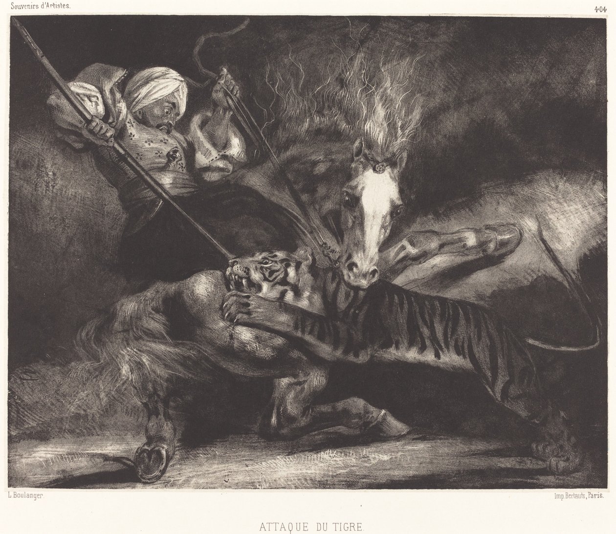 Tigerattack av Louis Candide Boulanger