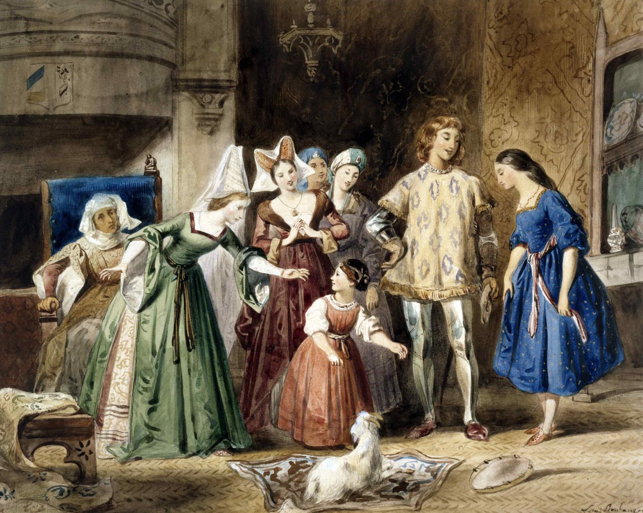 Esmeralda på Madame de Gondelaurier. Hunchbacken från Notre-Dame av Victor Hugo, 1831. av Louis Candide Boulanger