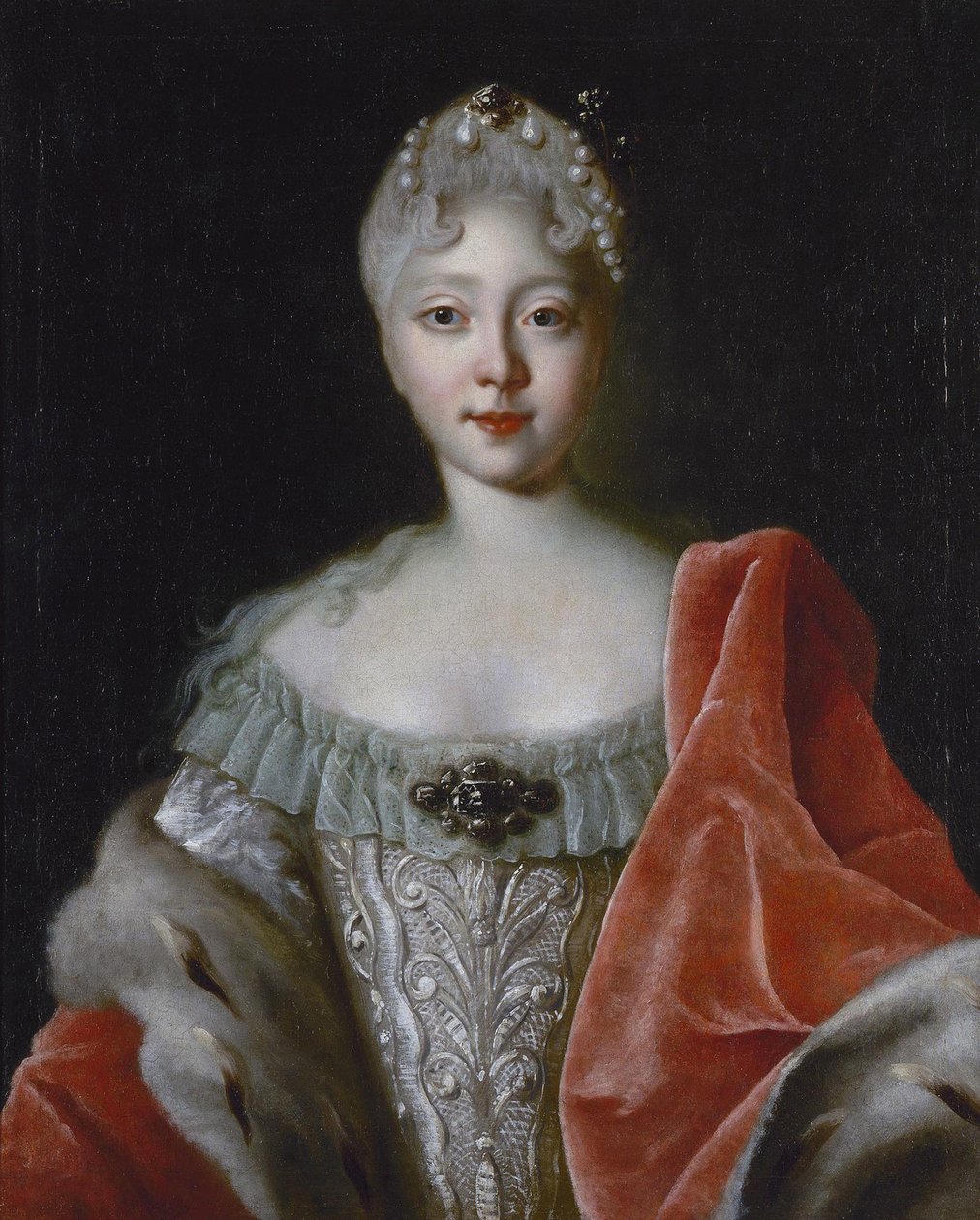 Elisabeth Ire (imperatrice de Russie) - Porträtt av storhertiginnan Elisabeth Petrovna (1709-1761) par Caravaque, Louis (1684-1754). Olja på duk, storlek: 78x63, slutet av 1720-talet, State Hermitage, St. Petersburg av Louis Caravaque