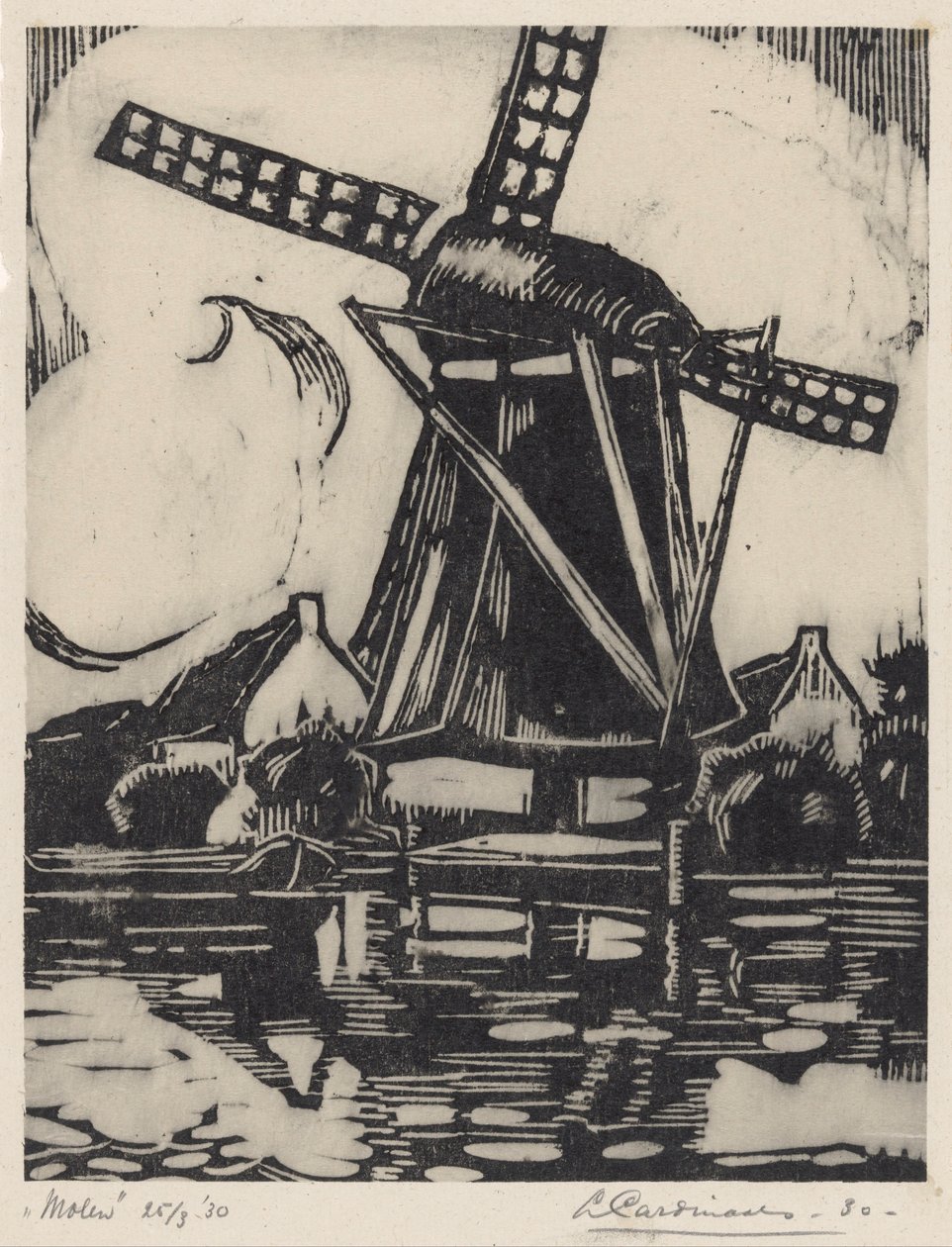 Molen (originaltitel på objekt) av Louis Cardinaals (signed by artist)