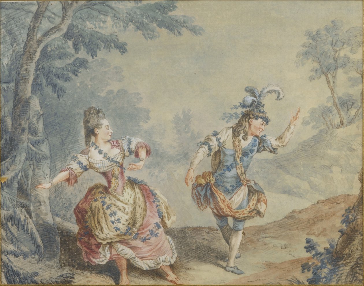 Marie Allard och Jean Dauberval i operabaletten Silvie av Louis Carrogis dit Carmontelle