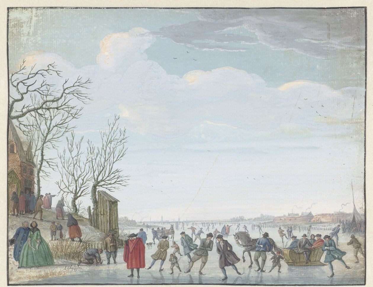 Vinterlandskap med iskul av Louis Chalon