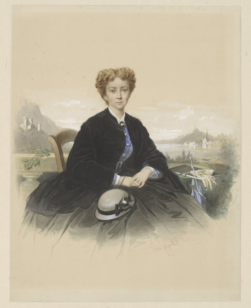 Porträtt av Maria Elisabeth Adolphine Waller-Schill av Louis Chantal