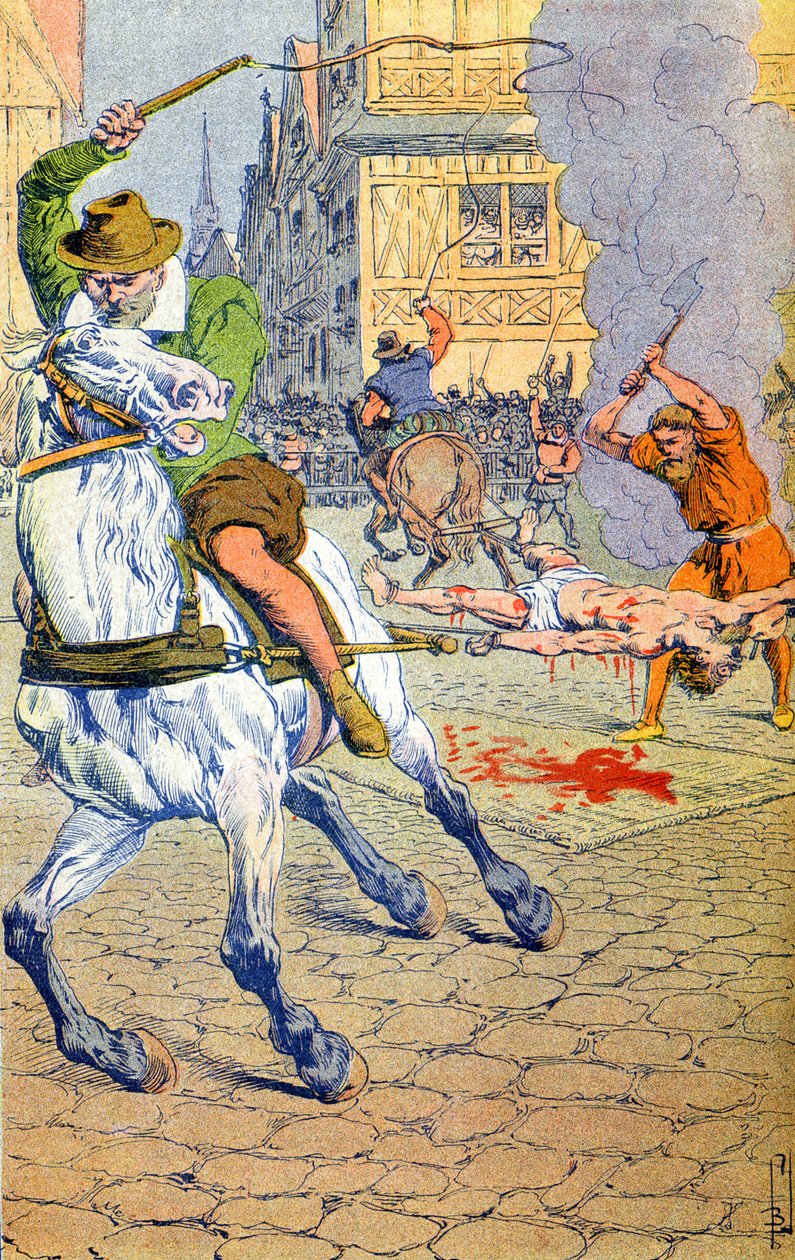 Avrättning av Francois Ravaillac av Louis Charles Bombled