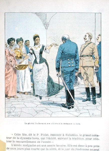 General Duchesne och hans officerare vid ceremonin för drottning Ranavalona III:s bad (1862-1917), från 