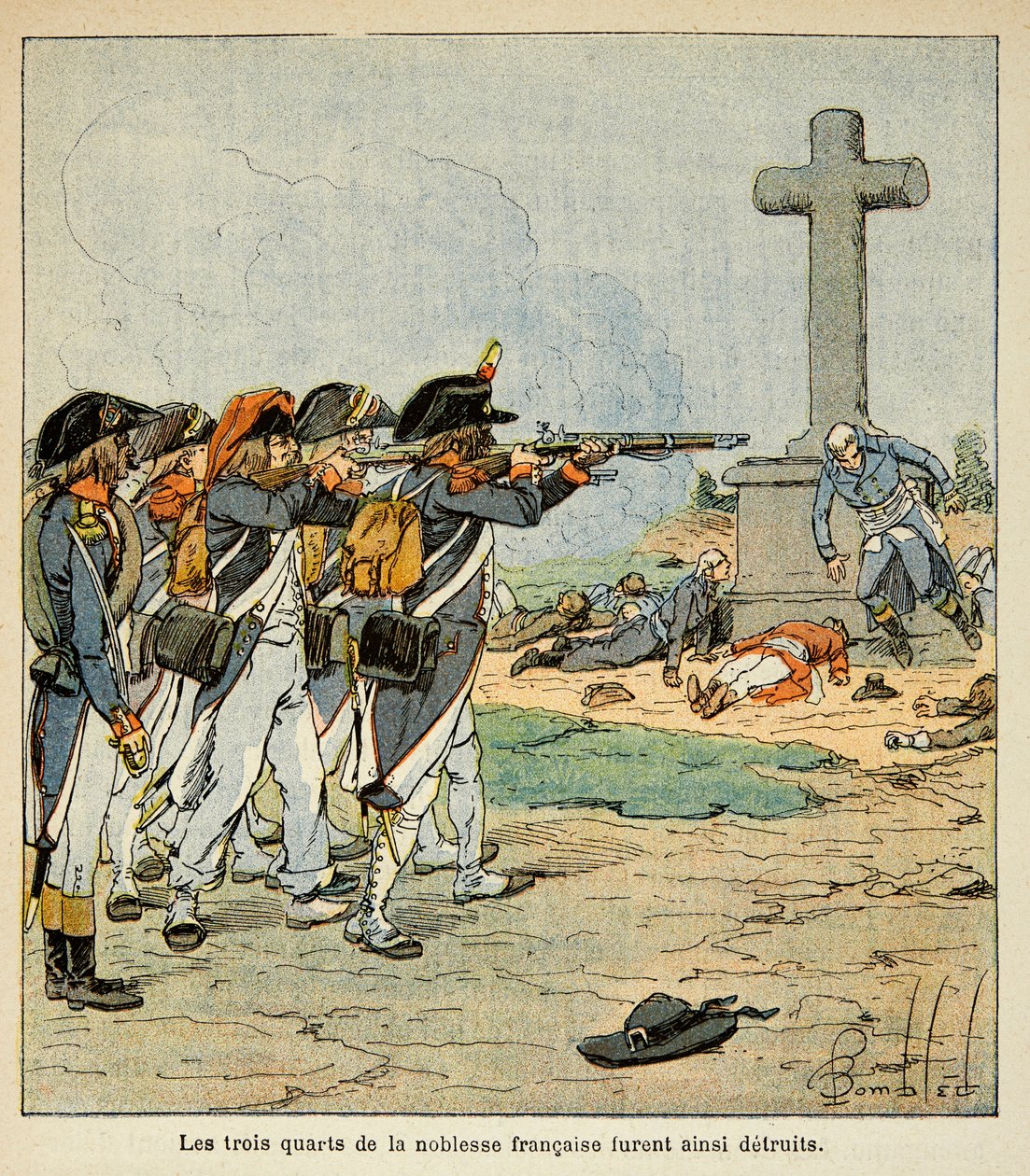 Illustration av Bombled Louis (1862-1927) från boken "The Memorial of Saint Helene" av greve Emmanuel de Las Cases (1766-1842): Des chouans shootout under the Vendee War, Private Collection av Louis Charles Bombled