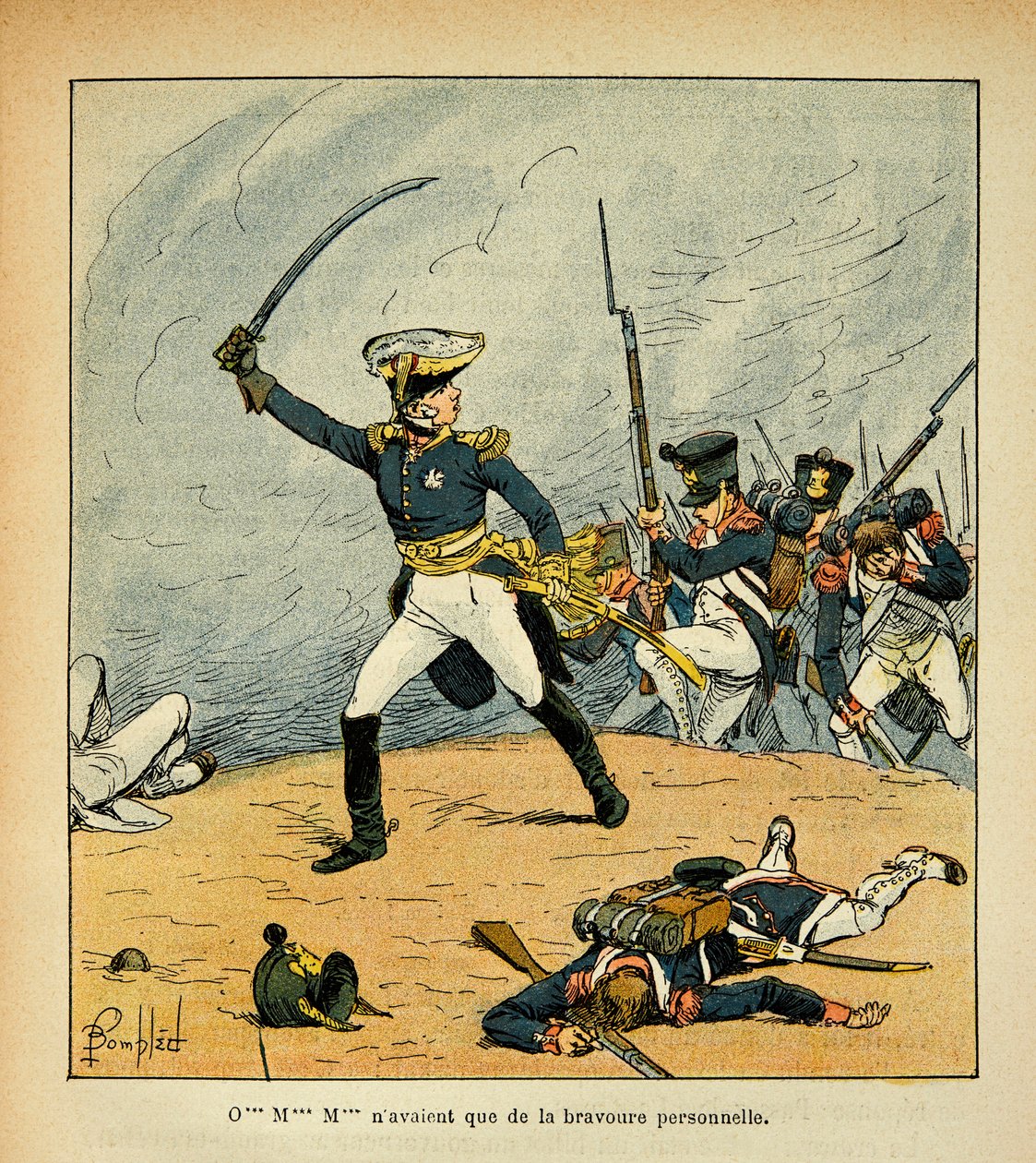 Illustration av Bombled Louis (1862-1927) från boken "The Memorial of Saint Helene" av greve Emmanuel de Las Cases (1766-1842): A General Charge at the Head of His Troops, Private Collection av Louis Charles Bombled