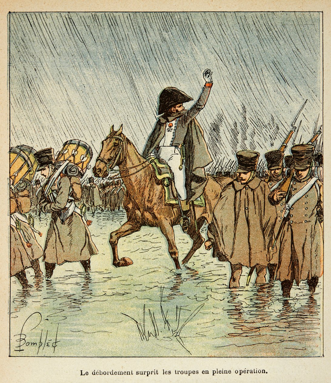Illustration av Bombled Louis (1862-1927) från boken "The Memorial of Saint Helene" av greve Emmanuel de Las Cases (1766-1842): The Imperiale Armee 1813, privat samling av Louis Charles Bombled