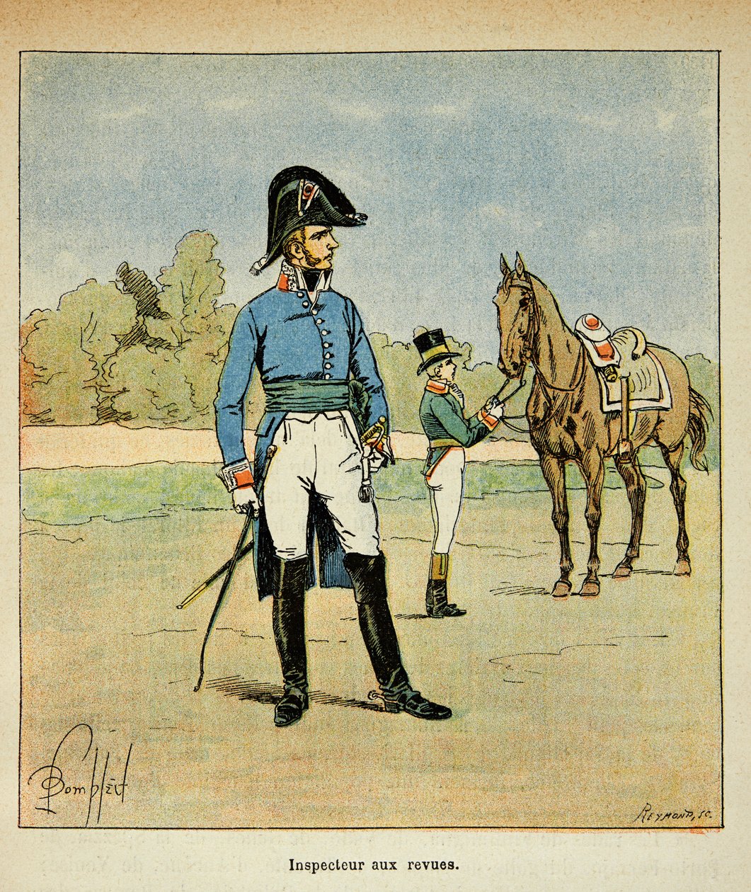 Illustration av Bombled Louis (1862-1927) från boken "The Memorial of Saint Helene" av greve Emmanuel de Las Cases (1766-1842): Porträtt av en inspektör i tidningar, Privat samling av Louis Charles Bombled