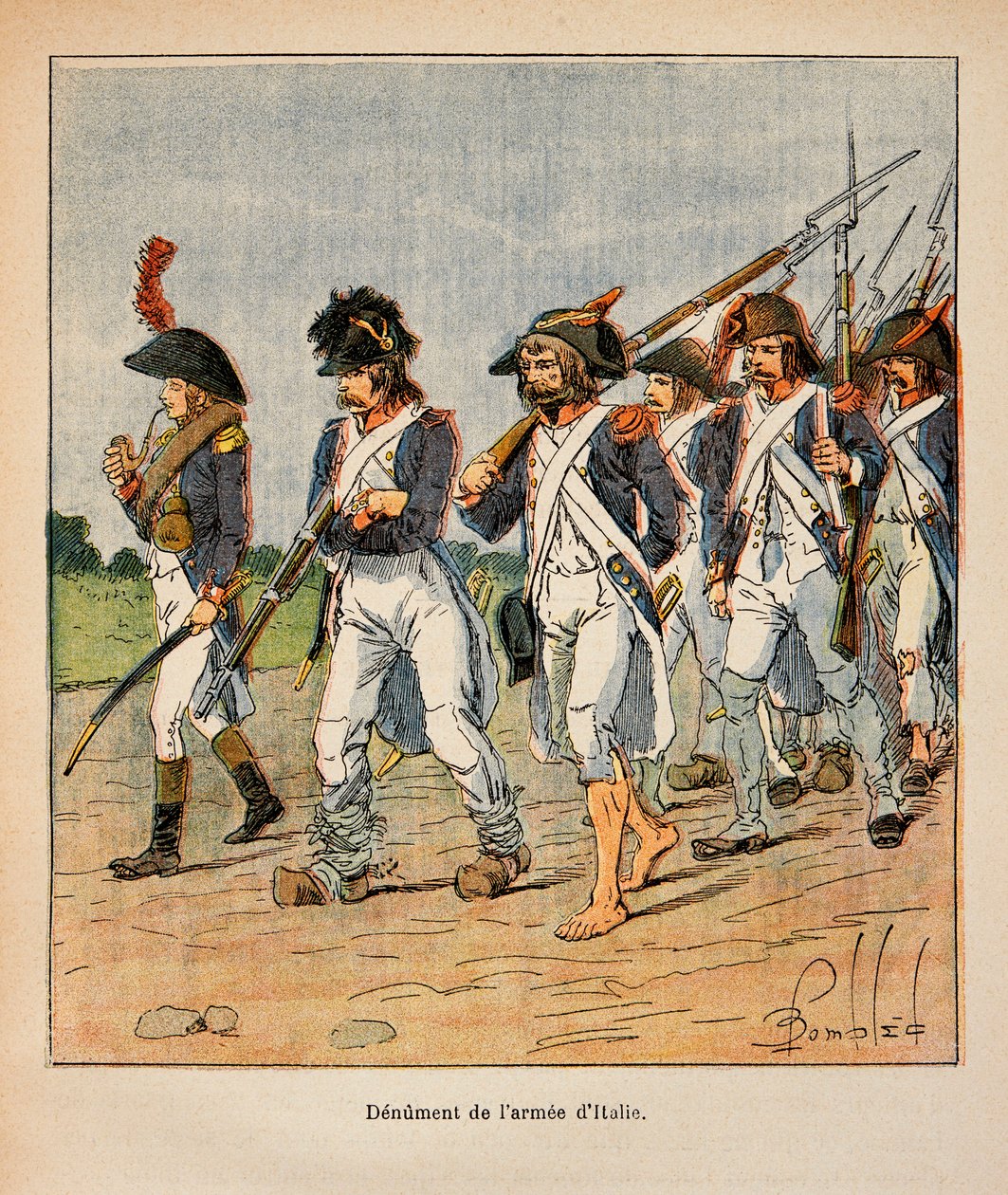 Illustration av Bombled Louis (1862-1927) från boken "The Memorial of Saint Helene" av greve Emmanuel de Las Cases (1766-1842): Denuation of the Armee of Italy, Private Collection av Louis Charles Bombled