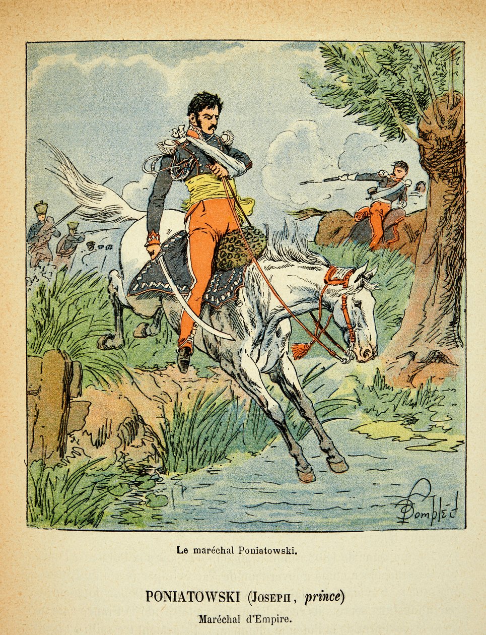 Illustration av den bombade Louis (1862-1927) från boken "The Memorial of Saint Helene" av greve Emmanuel de Las Cases (1766-1842): Porträtt av marechal Jozef Antoni Poniatowski (1763-1813), privat samling av Louis Charles Bombled