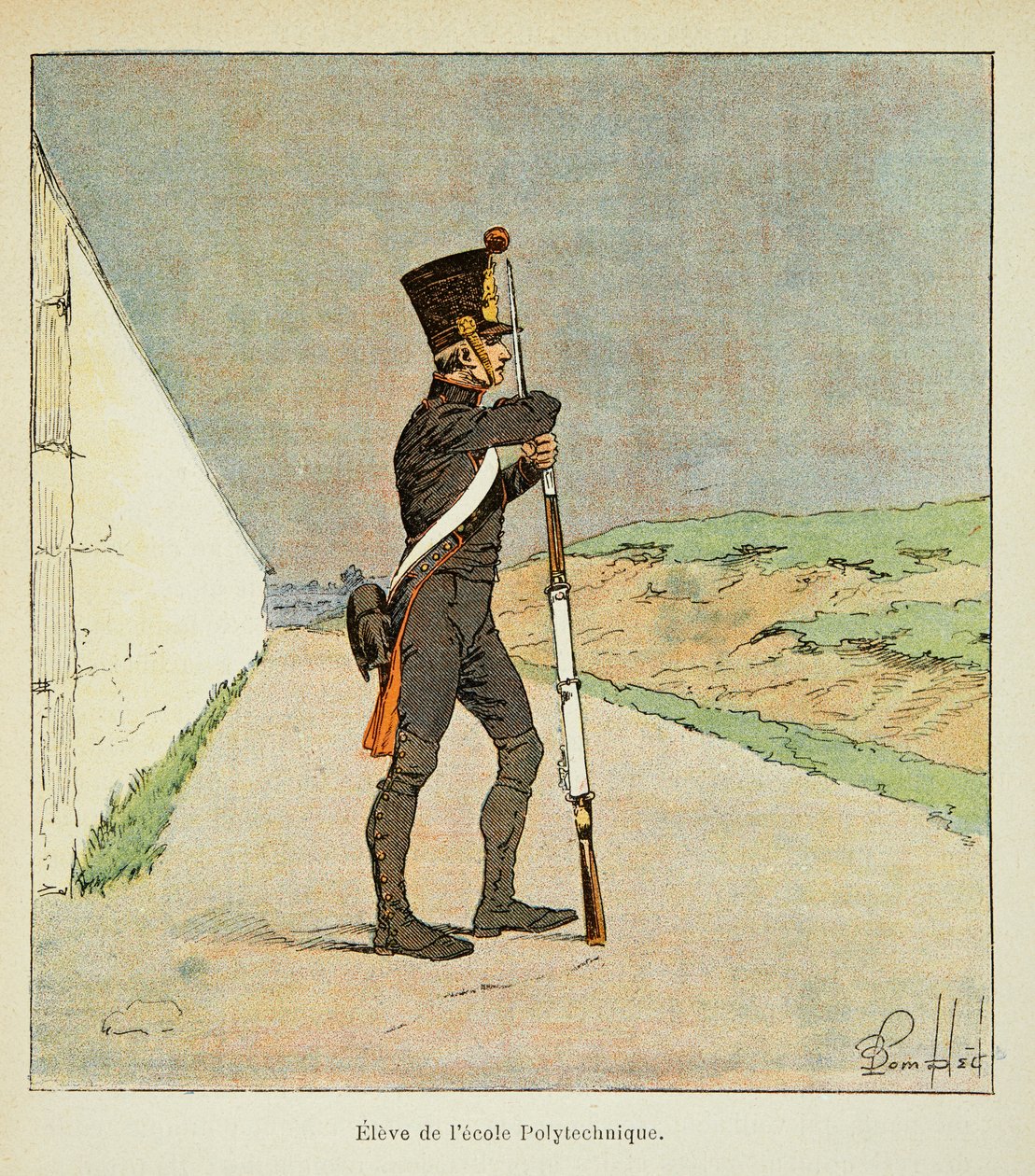 Illustration av den bombade Louis (1862-1927) från boken "The Memorial of Saint Helene" av greve Emmanuel de Las Cases (1766-1842): Student vid Polytechnic School, Privat samling av Louis Charles Bombled