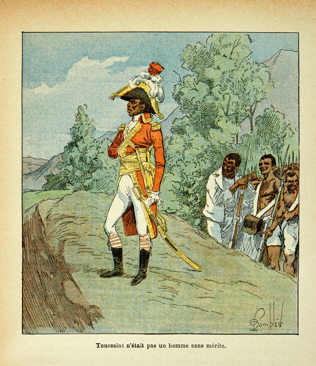 Illustration av bombade Louis (1862-1927) från boken "The Memorial of Saint Helene" av greve Emmanuel de Las Cases (1766-1842): Porträtt av Toussaint Louverture (1743-1803) Privat samling av Louis Charles Bombled