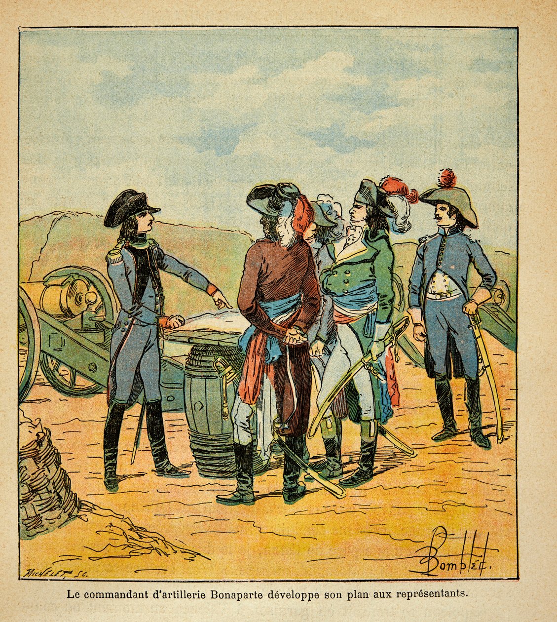 Illustration av Bombled Louis (1862-1927) från boken "The Memorial of Saint Helene" av greve Emmanuel de Las Cases (1766-1842): Napoleon Bonaparte avslöjar sin plan att inta Toulon för republikens kommissionärer. av Louis Charles Bombled