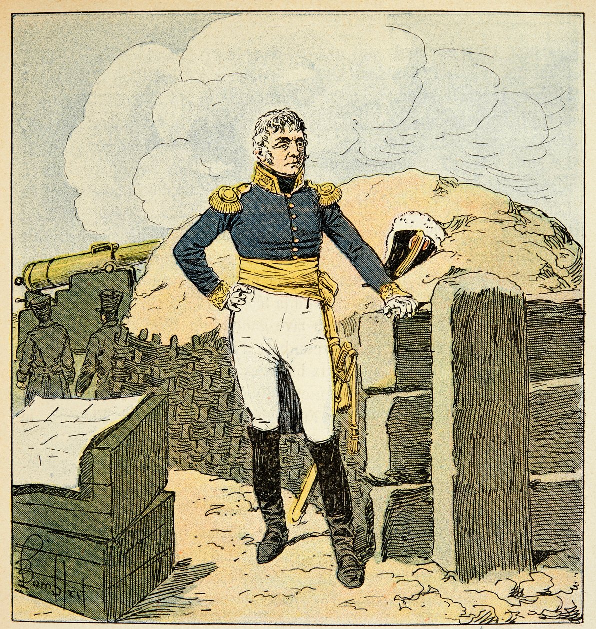 Illustration av Bombled Louis (1862-1927) från boken "The Memorial of Saint Helene" av greve Emmanuel de Las Cases (1766-1842): Porträtt av marskalken Francois Joseph Lefebvre (1755-1820), hertig av Dantzig, privat samling. av Louis Charles Bombled