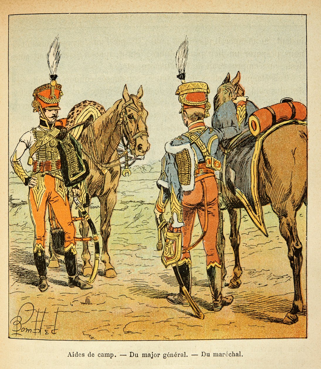 Illustration av Bombled Louis (1862-1927) från boken "The Memorial of Saint Helene" av greve Emmanuel de Las Cases (1766-1842): Aide de camp i den stora armén: för generalmajoren och marekalen, privat samling. av Louis Charles Bombled