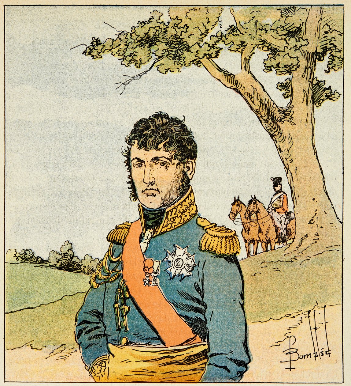 Illustration av den bombade Louis (1862-1927) från boken "The Memorial of Saint Helene" av greve Emmanuel de Las Cases (1766-1842): Porträtt av marechal Jean de Dieu Soult (1769-1851), hertig av Dalmatien, privat Samling av Louis Charles Bombled