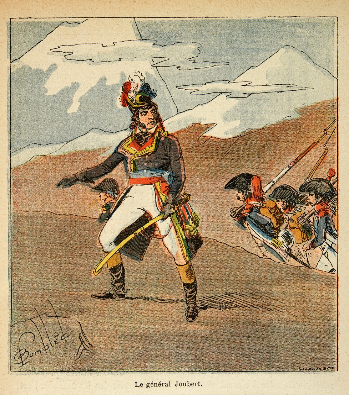 Illustration av den bombade Louis (1862-1927) från boken "The Memorial of Saint Helene" av greve Emmanuel de Las Cases (1766-1842): Porträtt av general Joubert (1769 - 1799), privat samling av Louis Charles Bombled