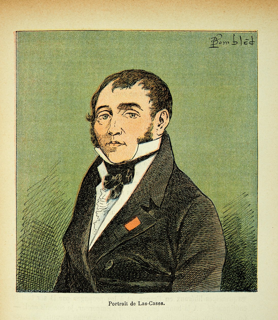 Illustration av Bombled Louis (1862-1927) från boken "The memorial se Sainte Helene" av greve Emmanuel de Las Cases (1766-1842): Porträtt av Las Cases, privat samling av Louis Charles Bombled
