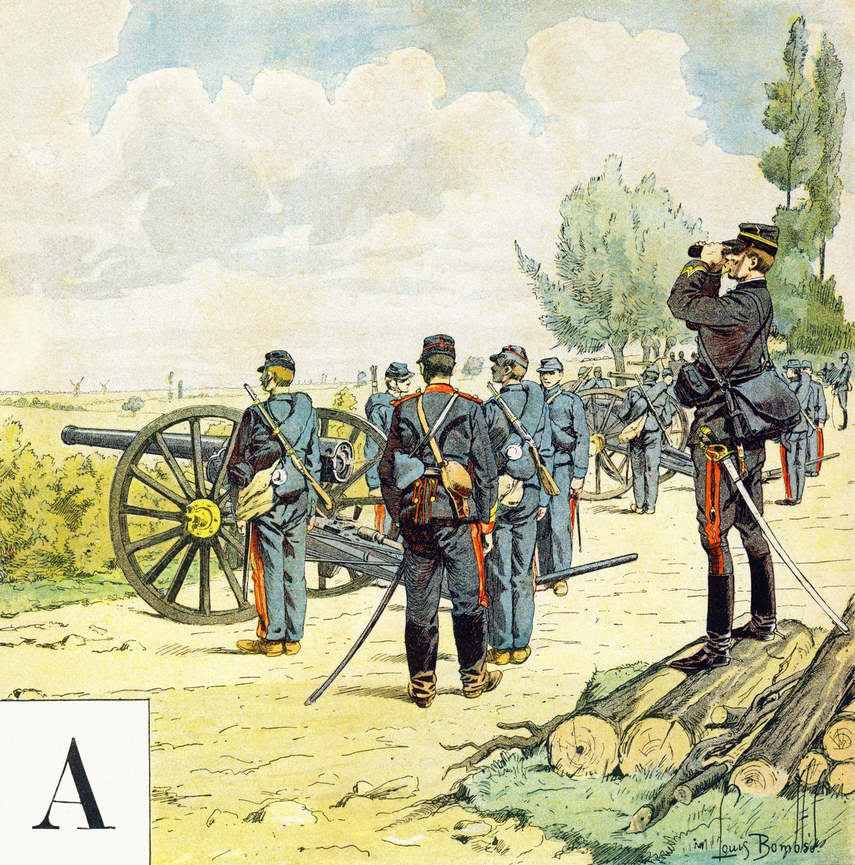 Bokstav A: Gunners, "Je serai soldat" (I Will be a soldier) - Militäralfabetet av Louis Charles Bombled