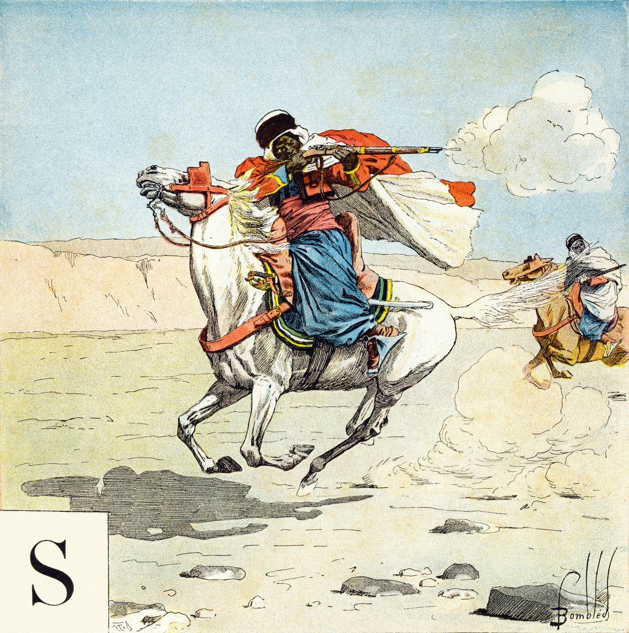 Bokstaven S: Spahis, "Jag kommer att vara en soldat" - Militärt alfabet av Louis Charles Bombled