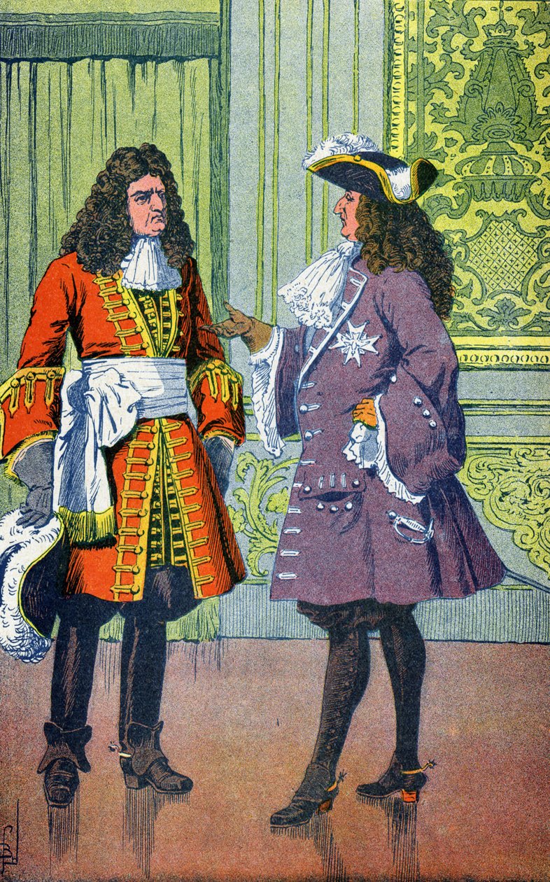 Ludvig XIV och Marechal de Villars av Louis Charles Bombled