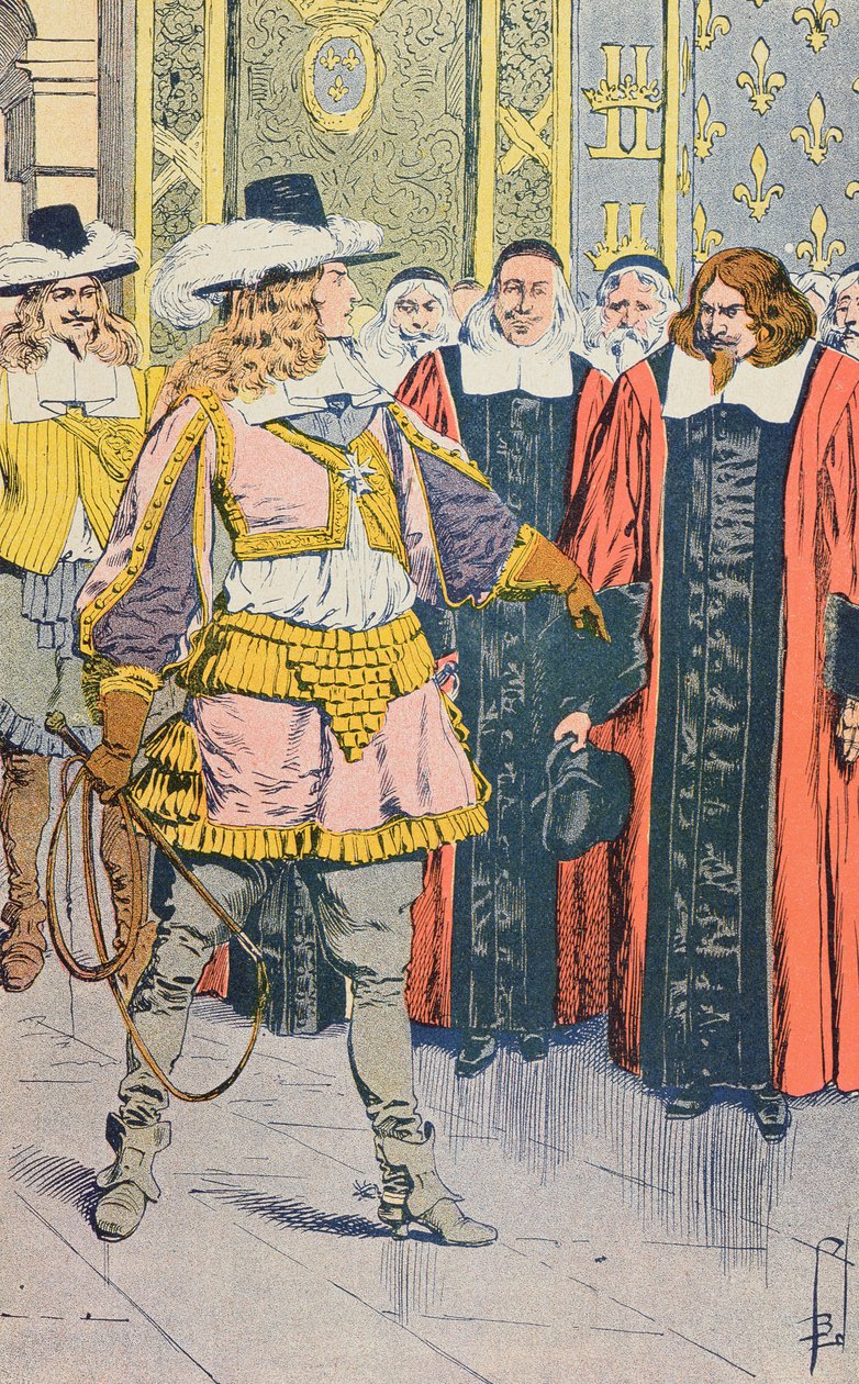 Ludvig XIV på besök i det franska parlamentet, illustration från 