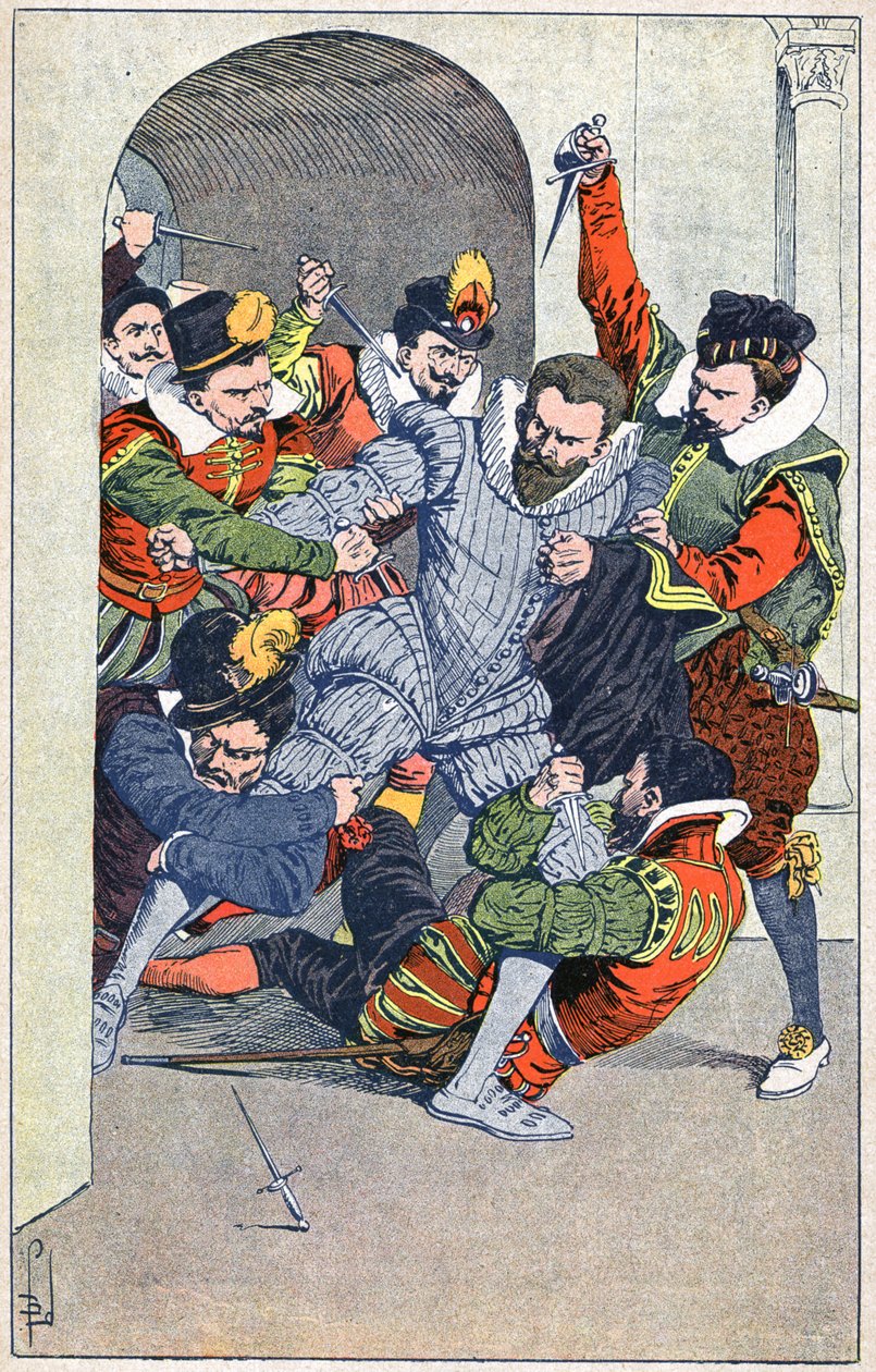 Mordet på Henri I, hertig av Guise, i Blois 1588. av Louis Charles Bombled
