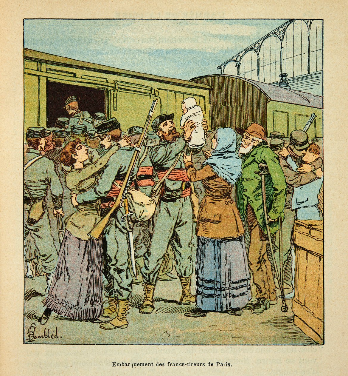 The Army of the Loire av Eugene Sergent, känd som Grenest, illustrerad av Louis Bombled (1862-1927) (fransk-tyska kriget; kampanj 1870-1871): 1870, privat samling av Louis Charles Bombled