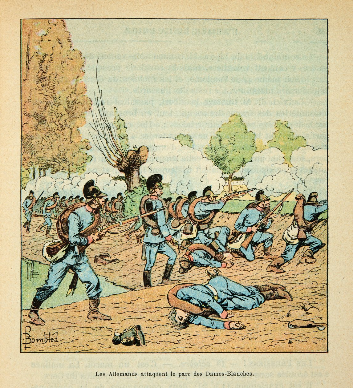 The Army of the Loire av Eugene Sergent, känd som Grenest, illustrerad av Louis Bombled (1862-1927) (fransk-tyska kriget; kampanj 1870 -1871): Slaget vid Chateaudun i oktober av Louis Charles Bombled