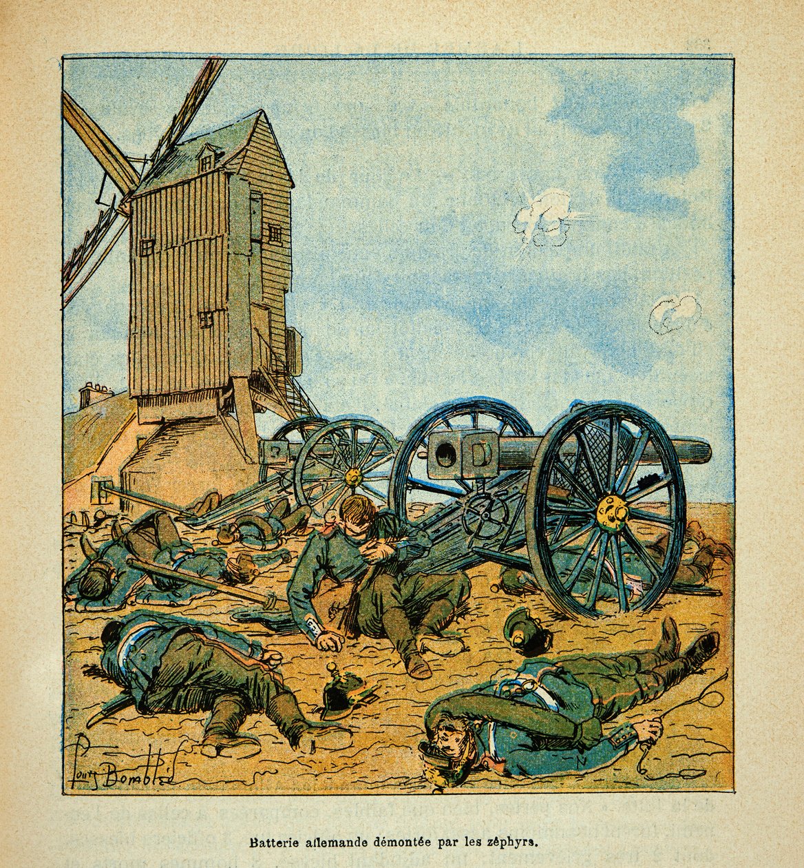 The Armee of the Loire af Eugene Sergent, kendt som Grenest, illustreret af Louis Bombled (1862-1927) (den fransk-tyske krig; kampagne 1870-1871): Tysk batteri demonoteret af Zephyrs (lette infanteri i Afrika) under kampene af Beaune La Rolande i sverige av Louis Charles Bombled