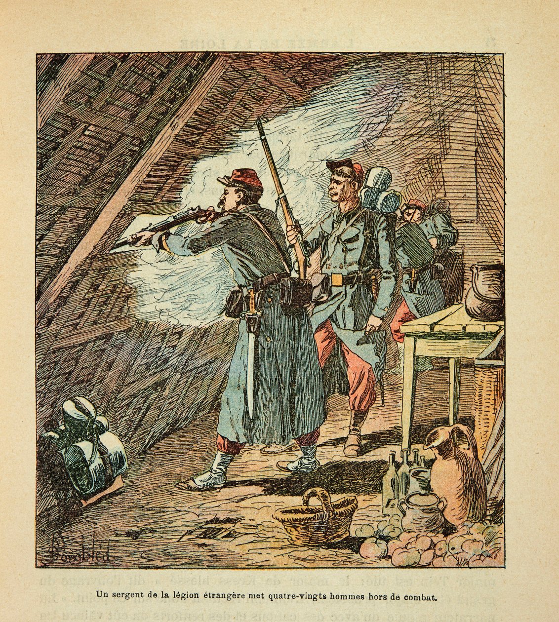 The Armee of the Loire av Eugene Sergent, känd som Grenest, illustrerad av Louis Bombled (1862-1927) (fransk-tyska kriget; kampanj 1870 -1871): Slaget vid Orleans den 11 oktober av Louis Charles Bombled