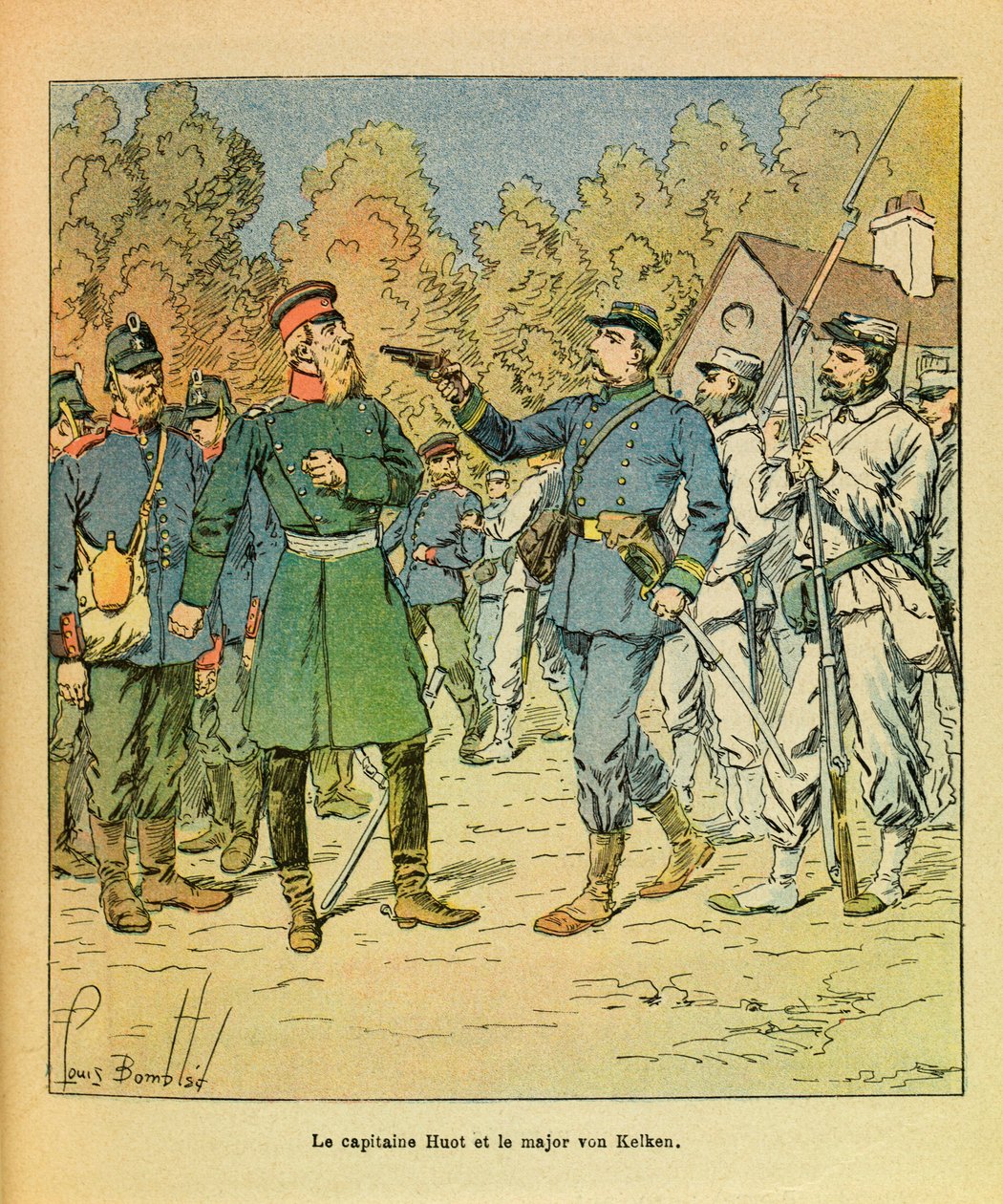Eugene Sergeant, dit Grenest, östra armé, illustrerad av Louis Bombled (1862-1927) (fransk-tyska kriget; kampanjen 1870-1871): I Franche Comte tillfångatog kaptenen för Huot Freiciners major Von Kelken under Raze den 30 oktober 1870, Pr av Louis Charles Bombled