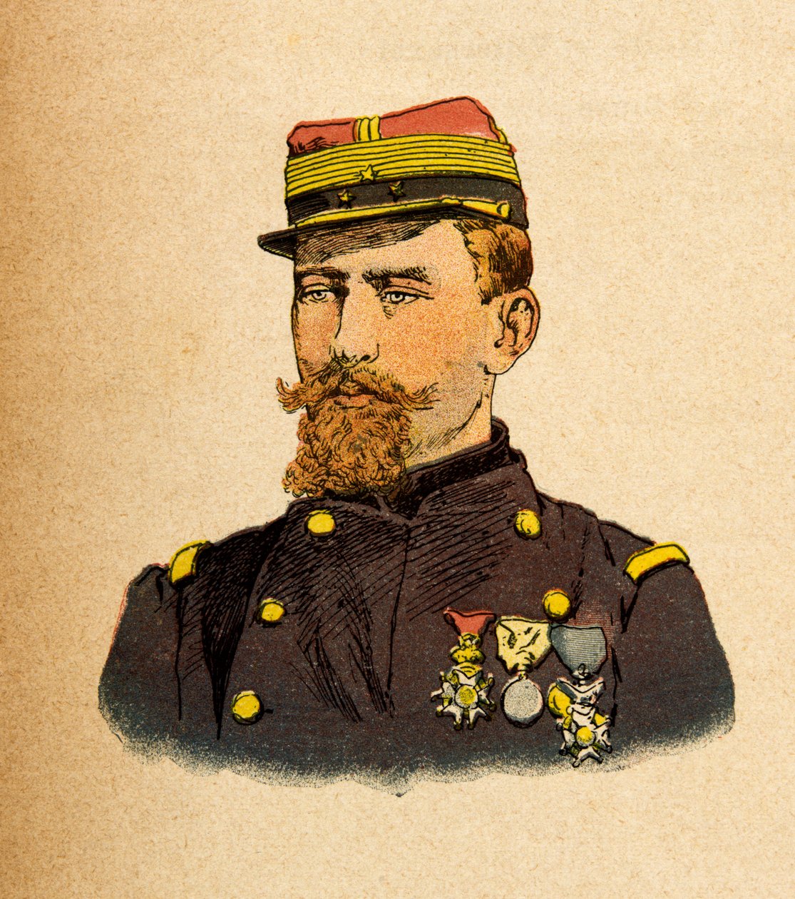 Eugene Sergeants östra armé, känd som Grenest, illustrerad av Louis Bombled (1862-1927) (fransk-tyska kriget; kampanjen 1870-1871): Porträtt av general Cremer (1840-1876), privat samling. av Louis Charles Bombled