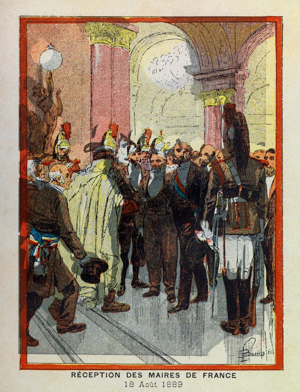 The Grand Jornees of the Hotel de Ville de Paris av A. Mercier, illustrerad av Louis Bombled (1862-1927): 18 augusti av Louis Charles Bombled