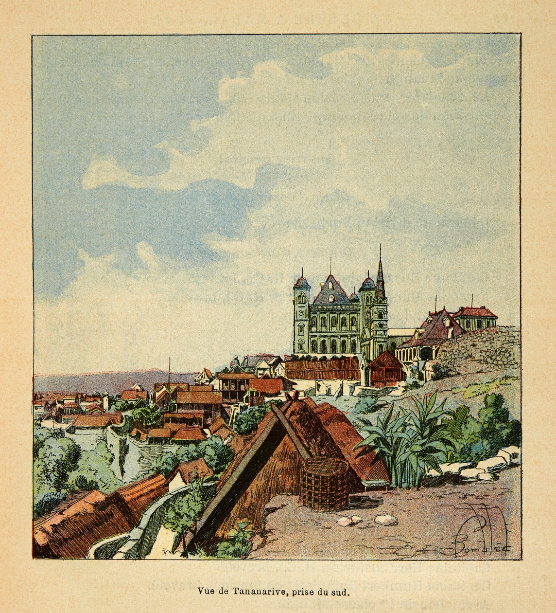 Kriget i Madagaskar - en anekdotisk historia om de franska expeditionerna 1885-1895 av Henri Galli dit Galllichet (1854-1922), illustrerad av Louis Bombled (1862-1927): Vy över Tananarive från söder på 1800-talet, privat samling. av Louis Charles Bombled