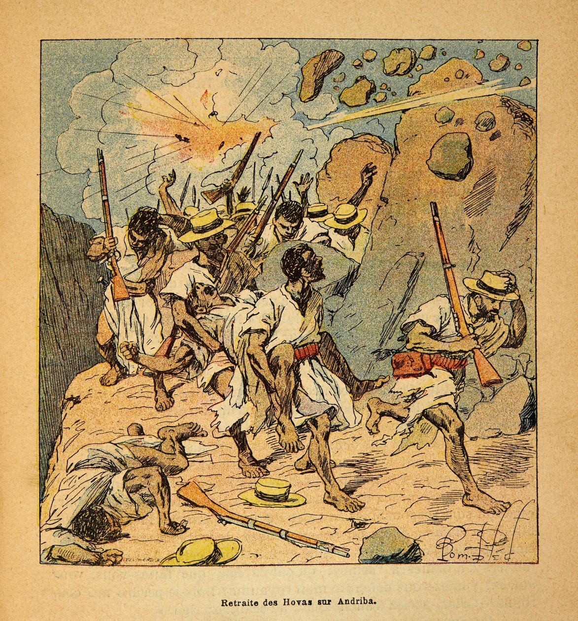 Kriget i Madagaskar-Anekdotisk historia om de franska expeditionerna 1885-1895 av Henri Galli dit Galllichet (1854-1922), illustrerad av Louis Bombled (1862-1927): Privat samling av Louis Charles Bombled