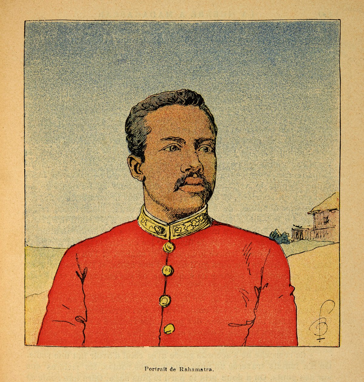 Kriget i Madagaskar-Anekdotisk historia om de franska expeditionerna 1885-1895 av Henri Galli dit Galllichet (1854-1922), illustrerad av Louis Bombled (1862-1927): Porträtt av prins Ramahatra, privat samling av Louis Charles Bombled
