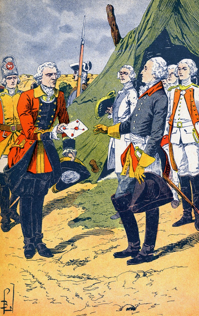 Washingtown får överlämnandet av Yorktown av Louis Charles Bombled