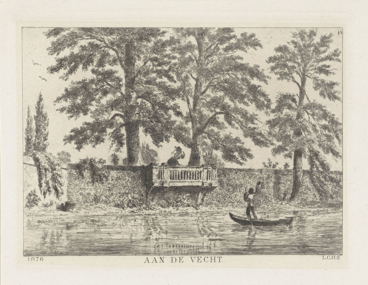 Snacka om trädgårdsväggen On the Vecht (titel på objekt) av Louis Charles Hora Siccama