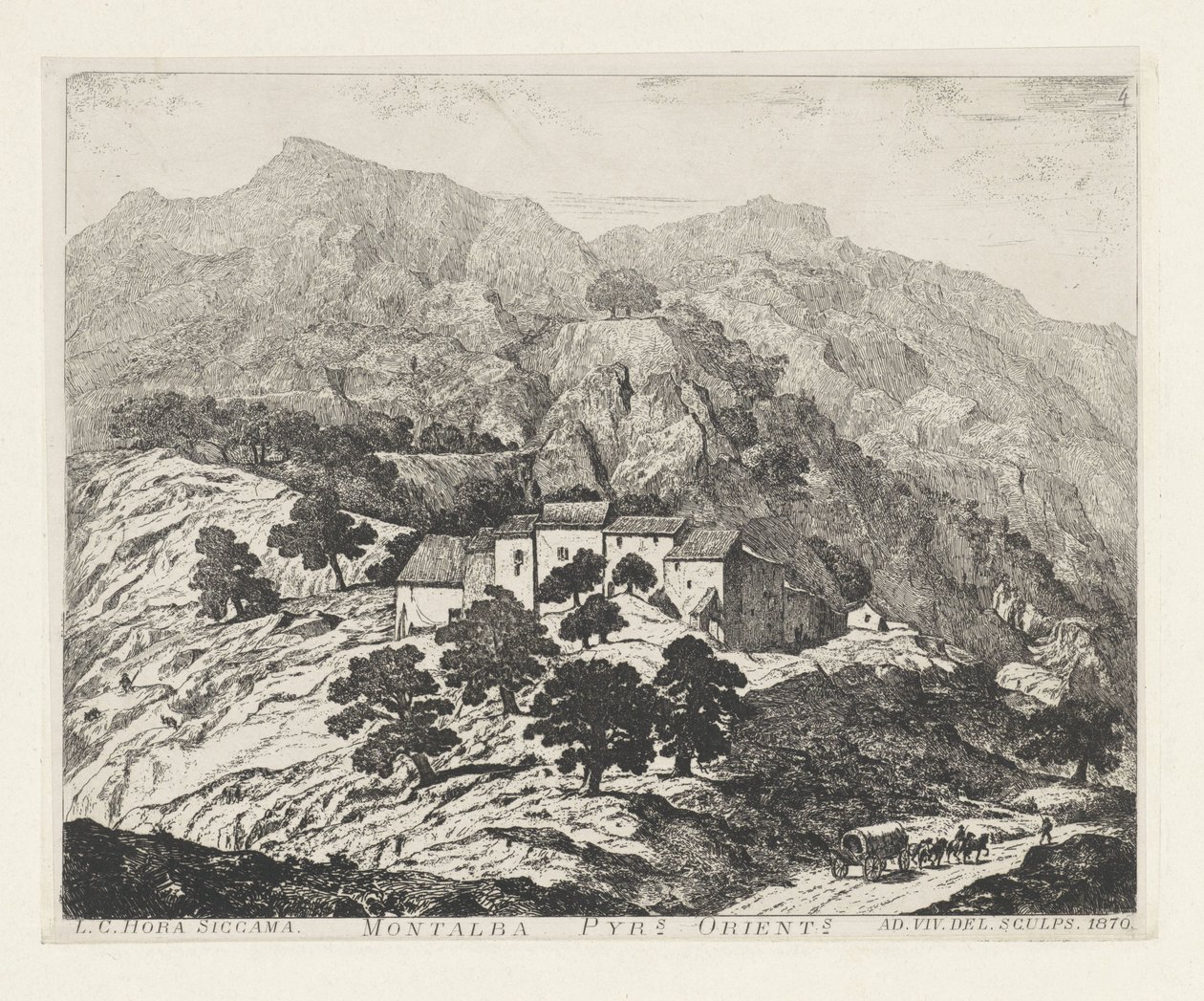 Montalba-le-Château (Frankrijk) Montalba Pyr[eneas]s. orient[ale]s (titel på objekt) av Louis Charles Hora Siccama