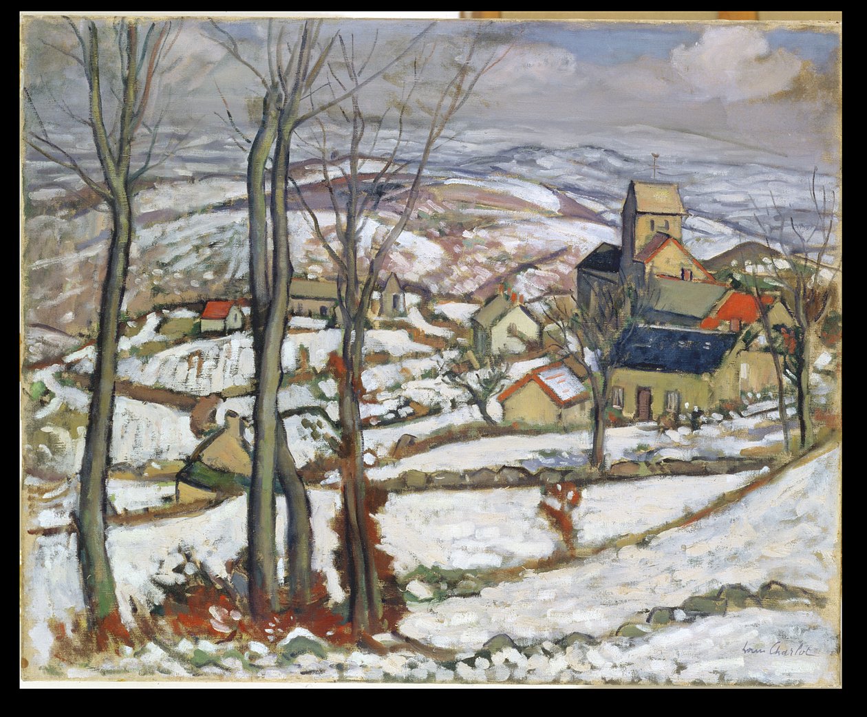 Village in the Snow, ca 1910-11 (olja på duk) av Louis Charlot